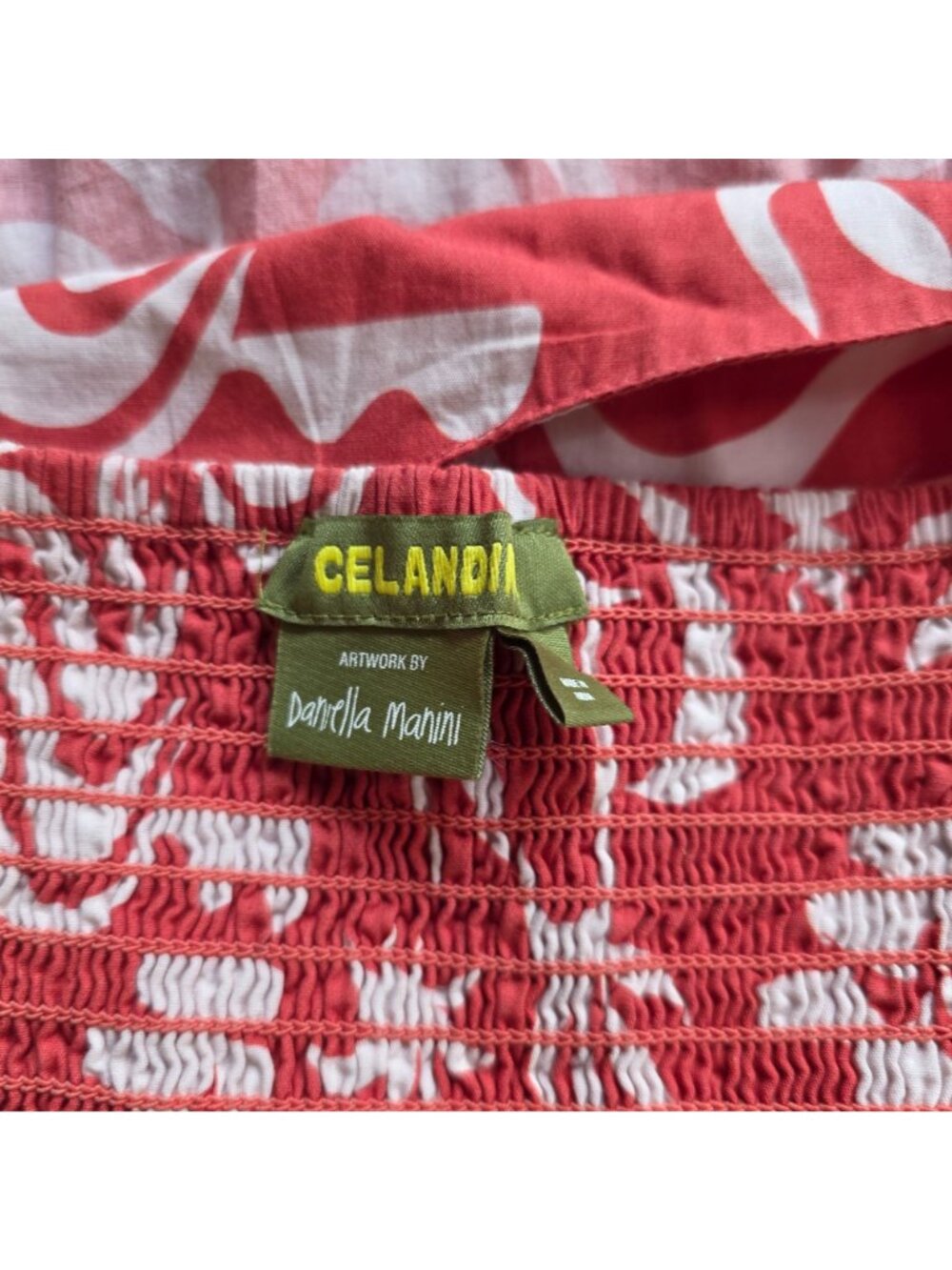 Anthropologie Daniella Manini Celandine Mini Dress Sz L Smocked Back 100% Cotton - Picture 10 of 12